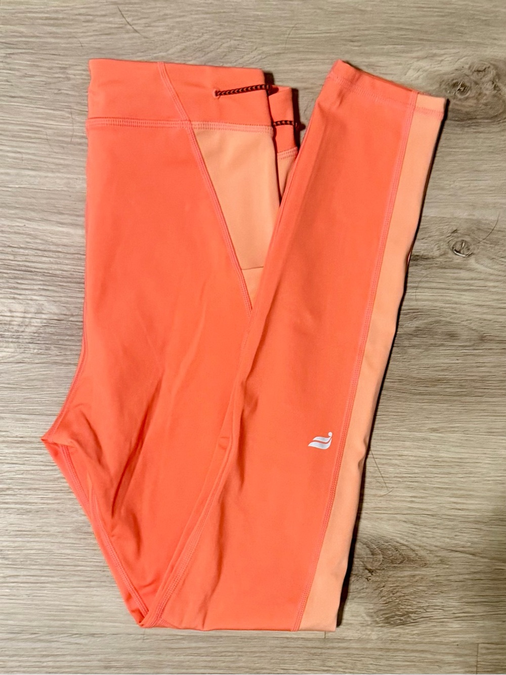 Fabletics Coral and Peach Two-Tone Motion365+ Leggings — Fall Activewear, Size S